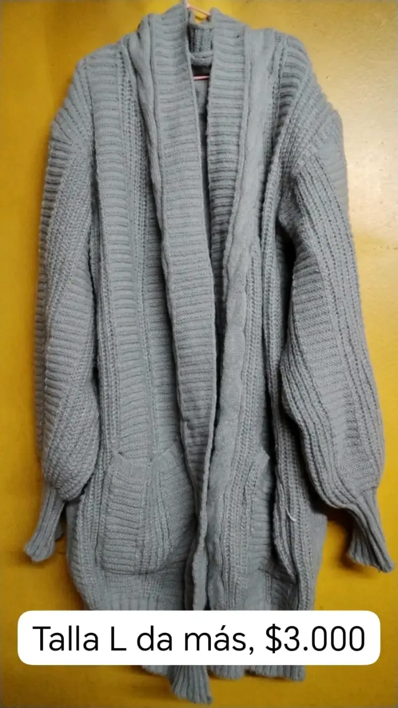Cárdigan gris de punto talla L