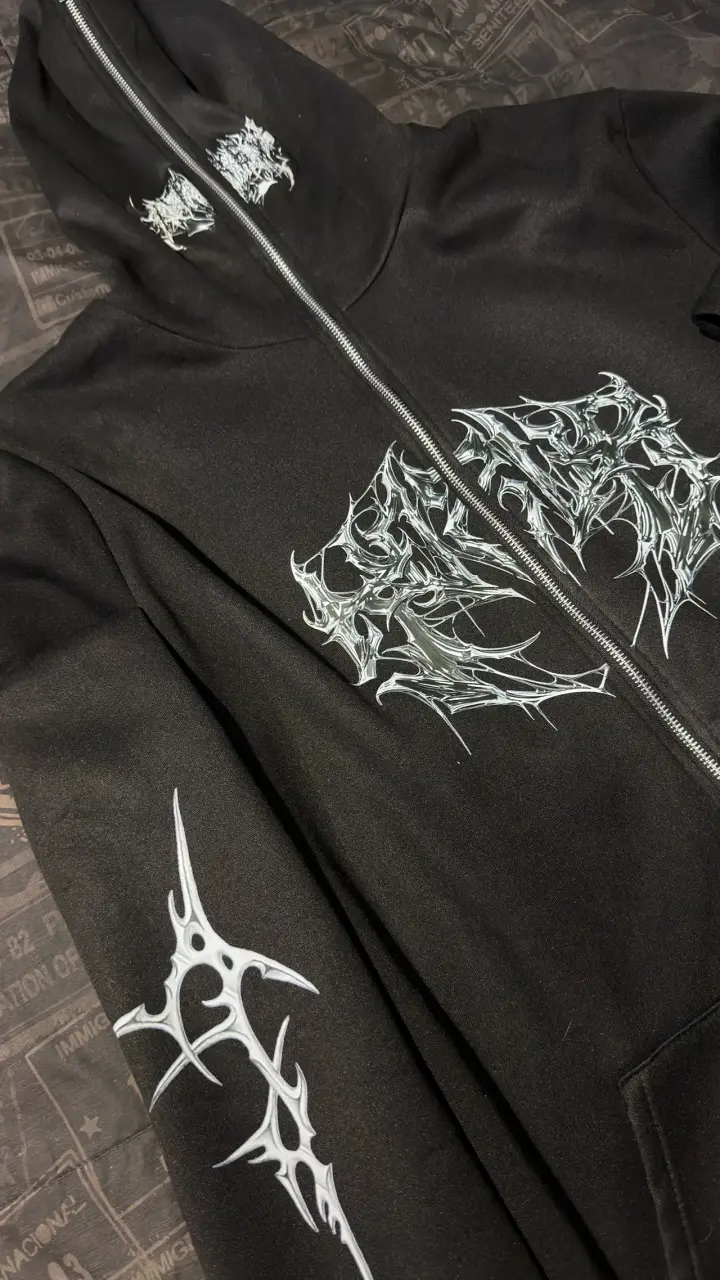 Polerón Negro Araña Full Zip - 2