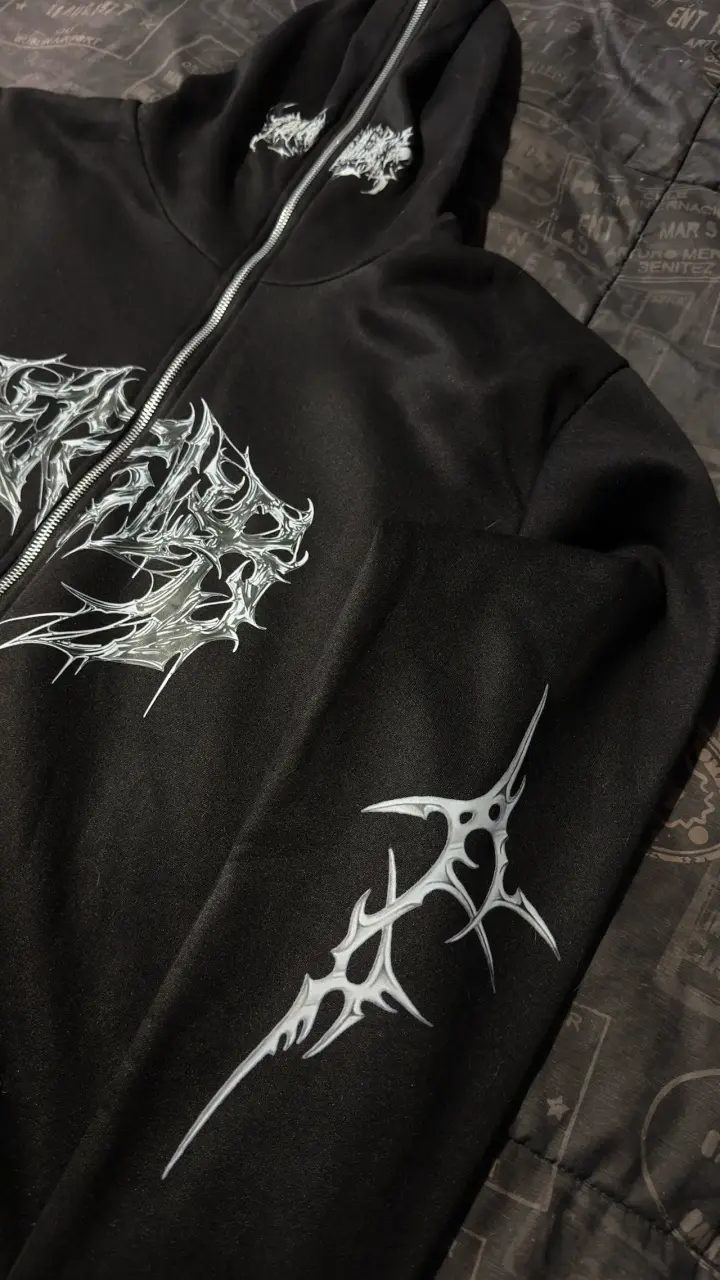 Polerón Negro Araña Full Zip - 4