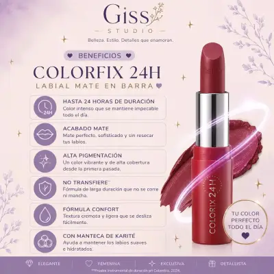 Labial Mate ÉsiKa Colorfix 24H💄✨️ - miniatura 2