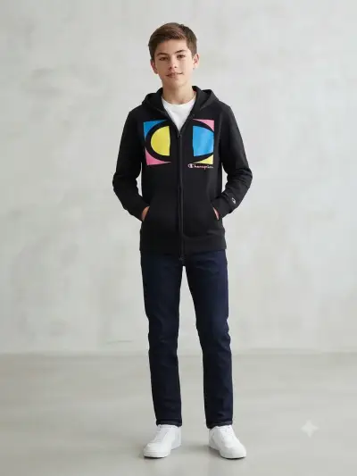 Polerón con capucha Champion negro estampado - miniatura 2