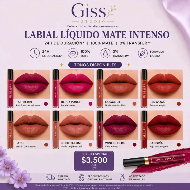 Labial Mate Líquido Intenso Cyzone💄✨️ - 1