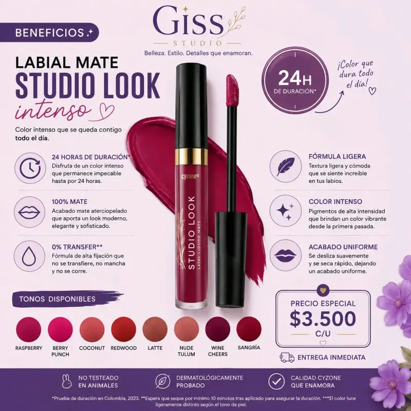 Labial Mate Líquido Intenso Cyzone💄✨️ - 2