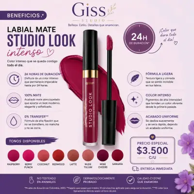 Labial Mate Líquido Intenso Cyzone💄✨️ - miniatura 2