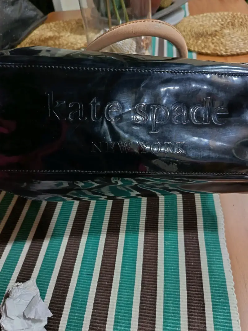 Bolso de mano Kate Spade negro con asas beige - 3