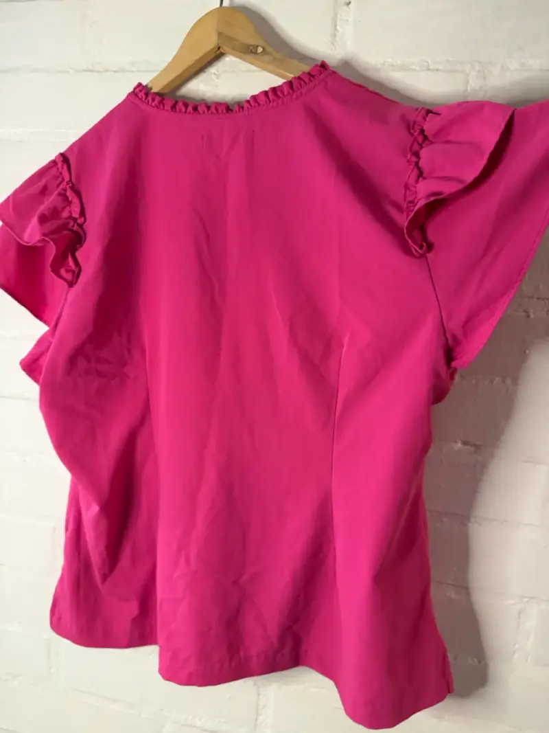 Top clínico fucsia con volantes para mujer - 4