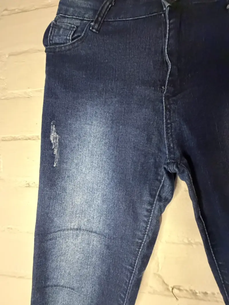 Jeans de Mujer Azul con Detalles de Perlas - 4