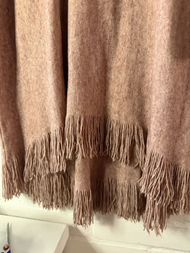 Vestido de lana con flecos color rosa M - 3