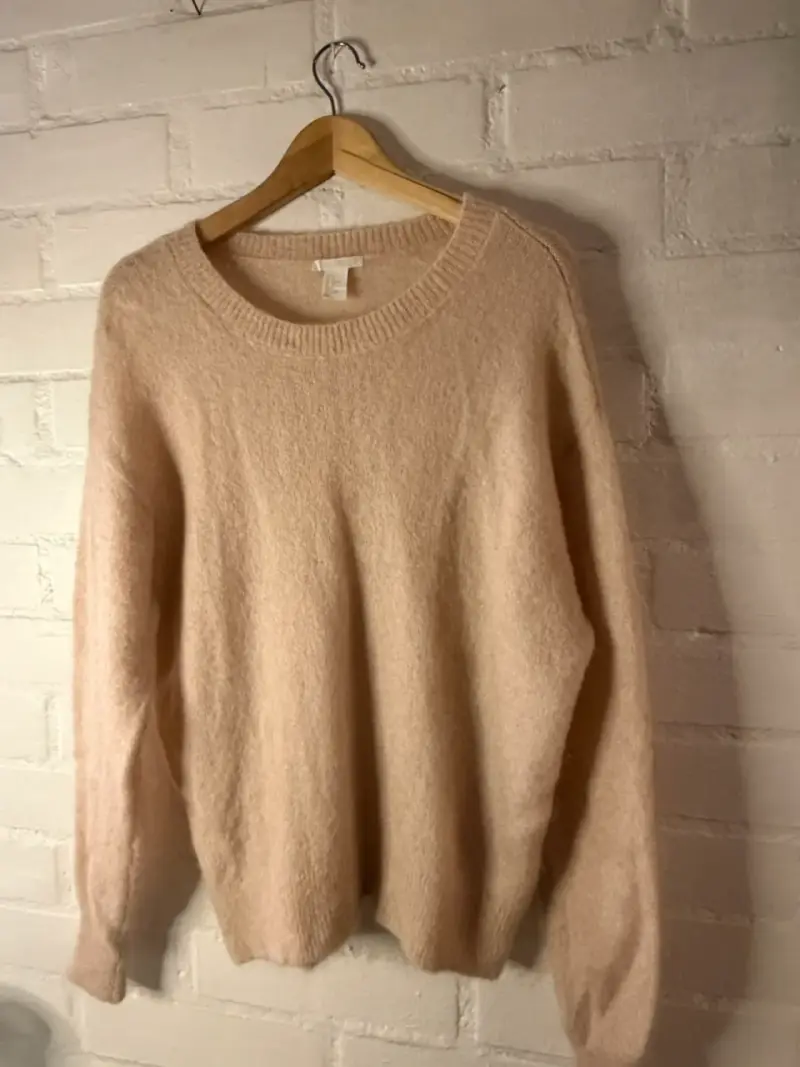 Suéter de lana beige para mujer M - 1