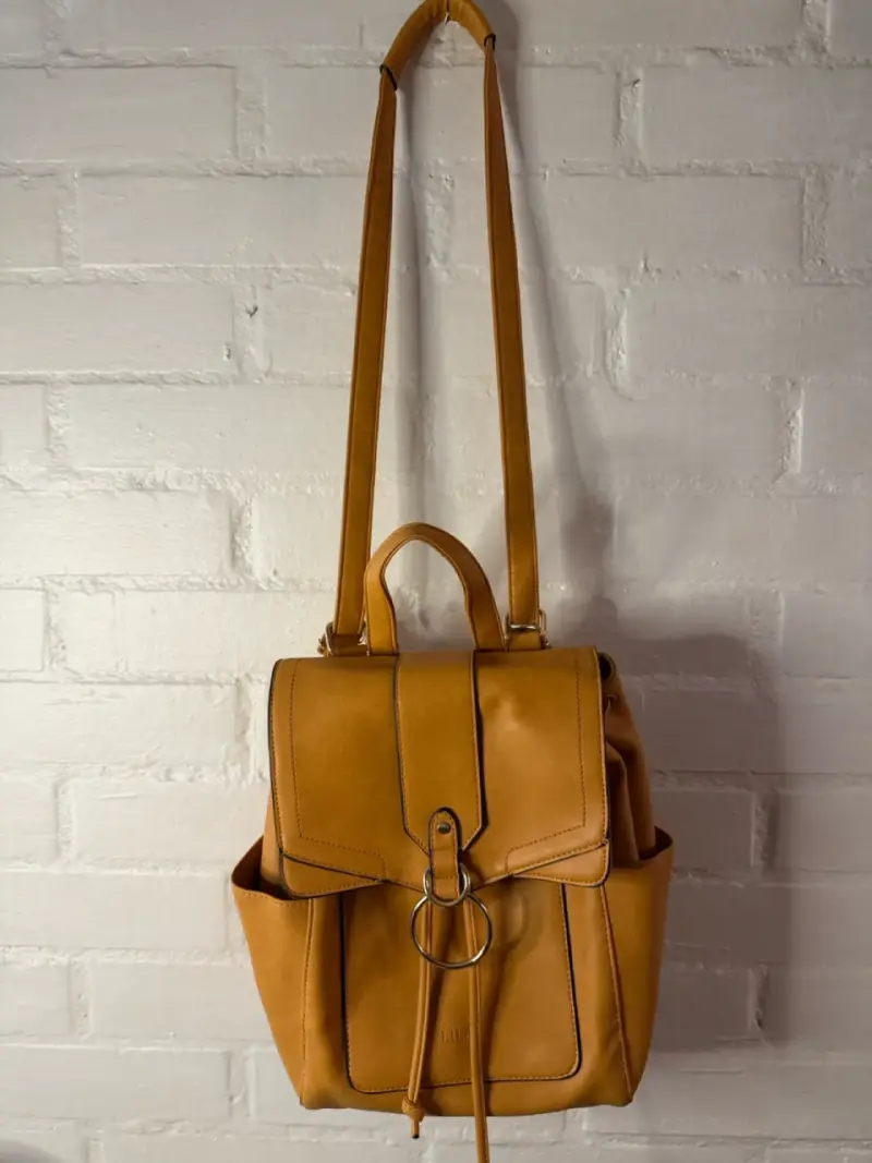 Mochila de cuero camel Lilás - 3