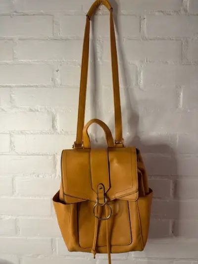 Mochila de cuero camel Lilás - miniatura 3