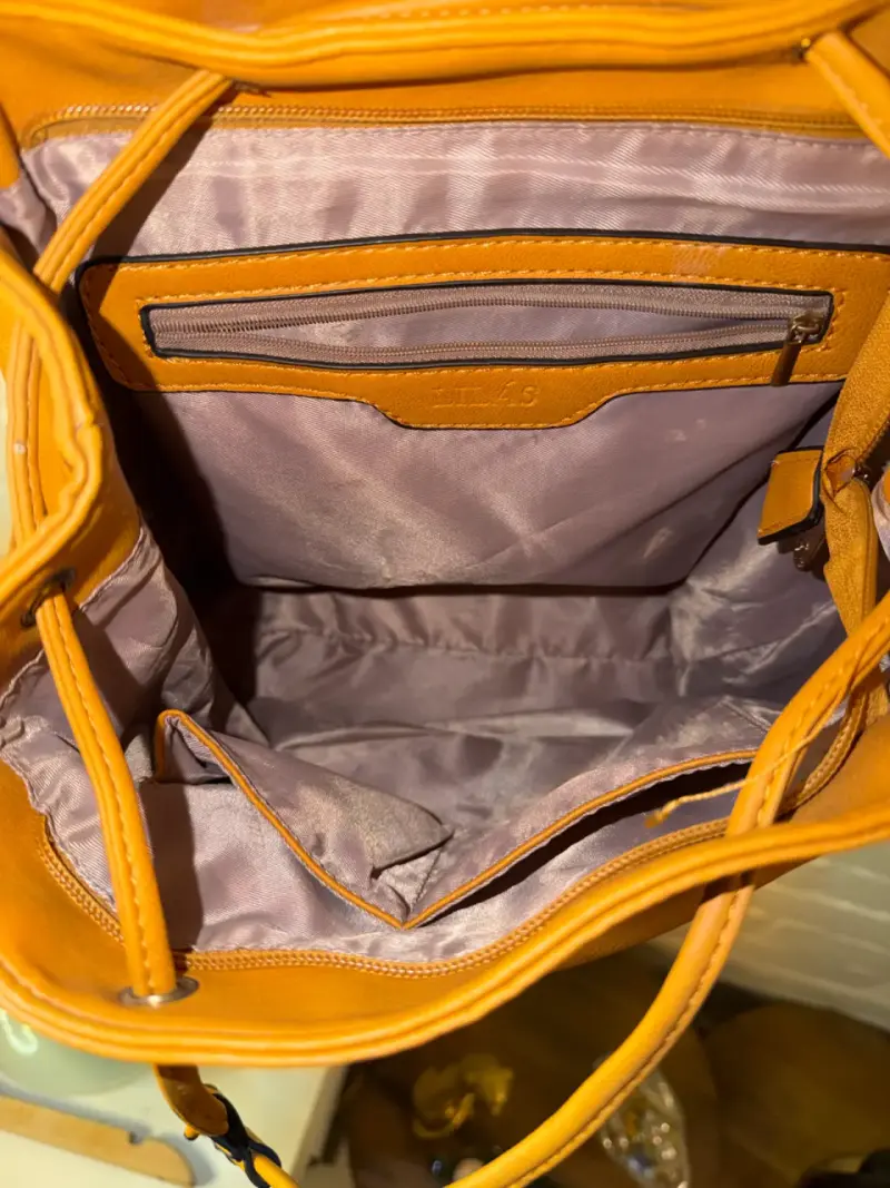Mochila de cuero camel Lilás - 4