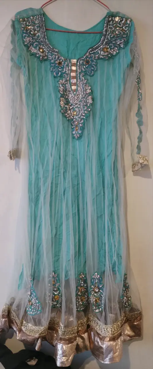 Vestido indu largo turquesa - 1