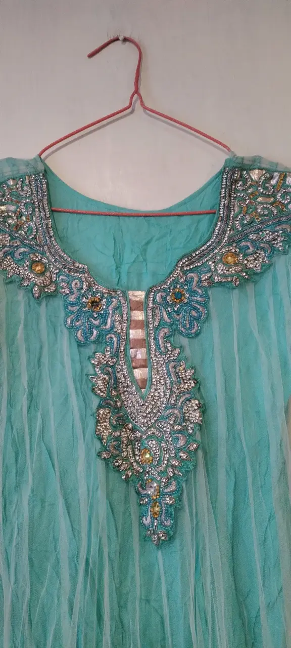Vestido indu largo turquesa - 3