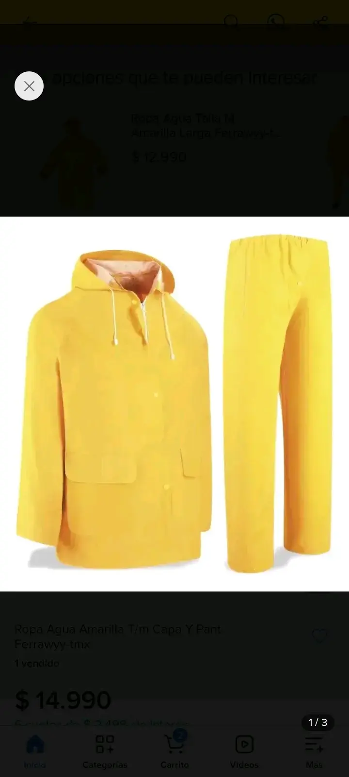 Conjunto impermeable amarillo talla xxxl