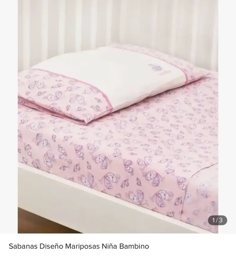 Sábanas Bambino rosado con mariposas - 1