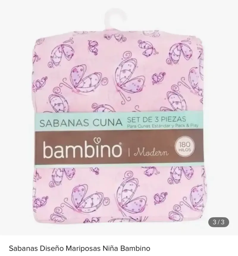 Sábanas Bambino rosado con mariposas - 3