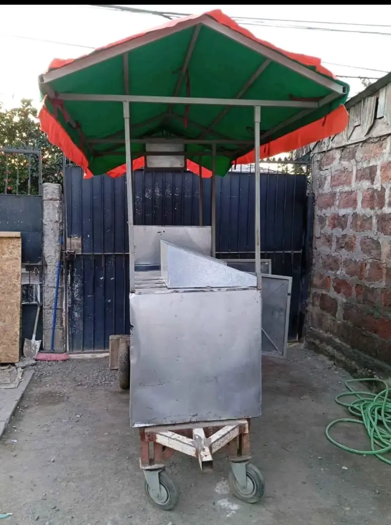 Carro de Comida Rápida con Techo y Ruedas - 1