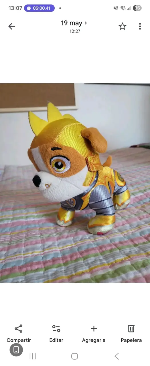 Peluche de perro Paw Patrol Rubble