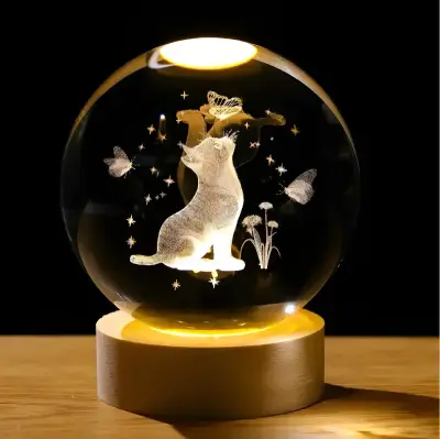 Lámpara decorativa de cristal con diseño de gato - miniatura 1
