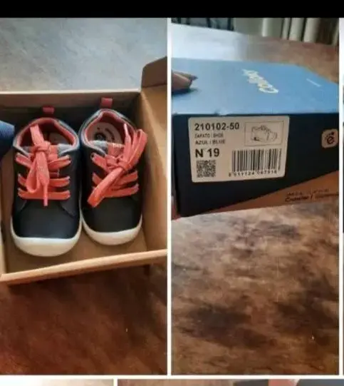 Zapatillas para bebé azul con cordones rojos talla 19