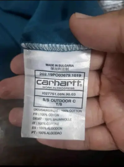 Polera azul Carhartt con logo naranja - miniatura 5
