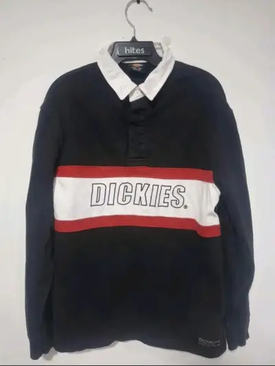 Polera de manga larga Dickies negra con cuello blanco - miniatura 1