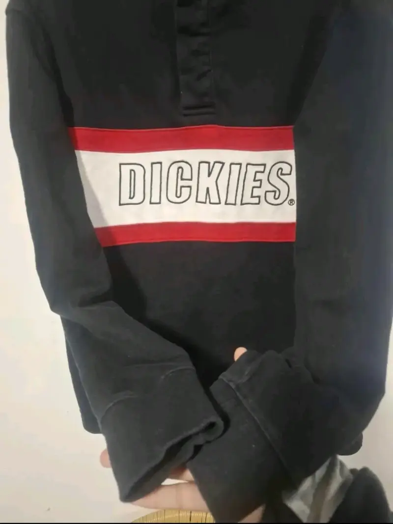 Polera de manga larga Dickies negra con cuello blanco - 4