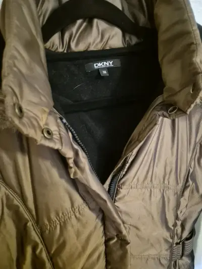 Abrigo largo marrón con gorro desmontable DKNY - miniatura 2