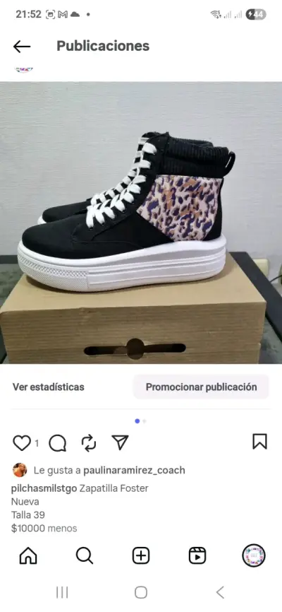 Zapatillas Foster negras con estampado animal print - miniatura 1