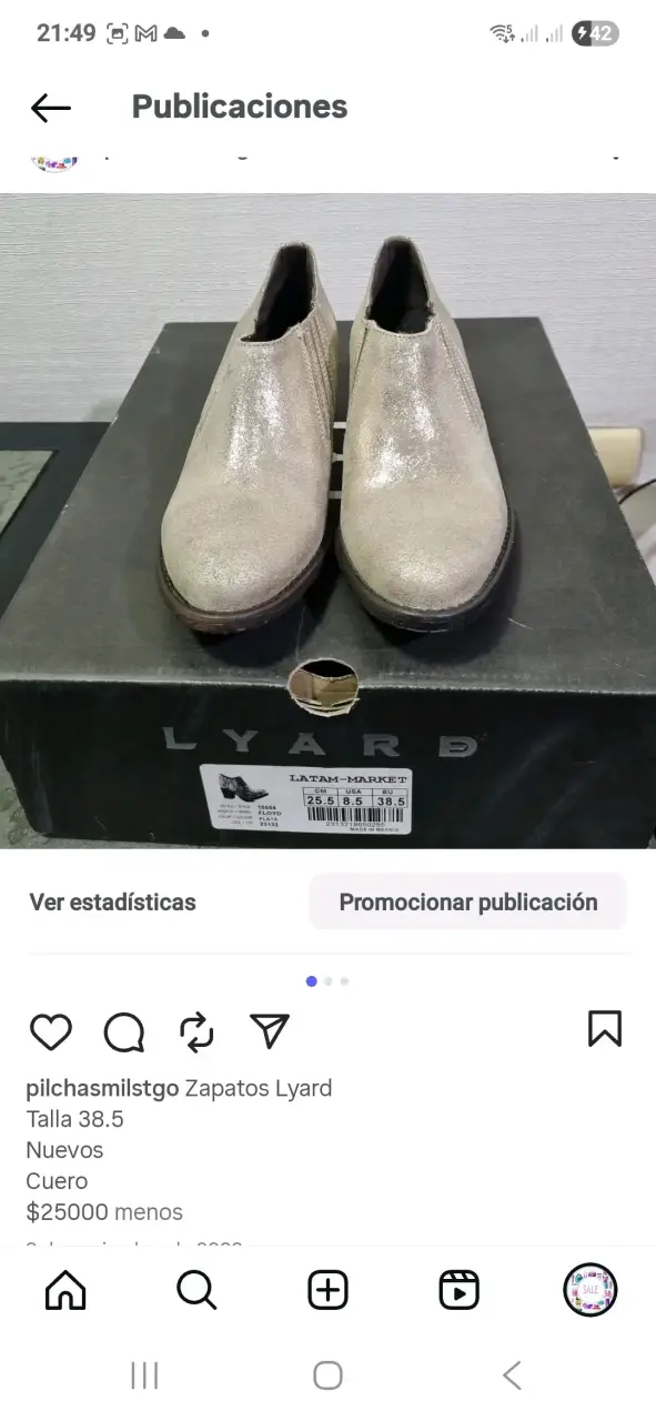 Zapatos de cuero dorados Lyard talla 38.5 - 1