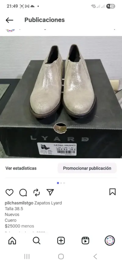 Zapatos de cuero dorados Lyard talla 38.5 - miniatura 1