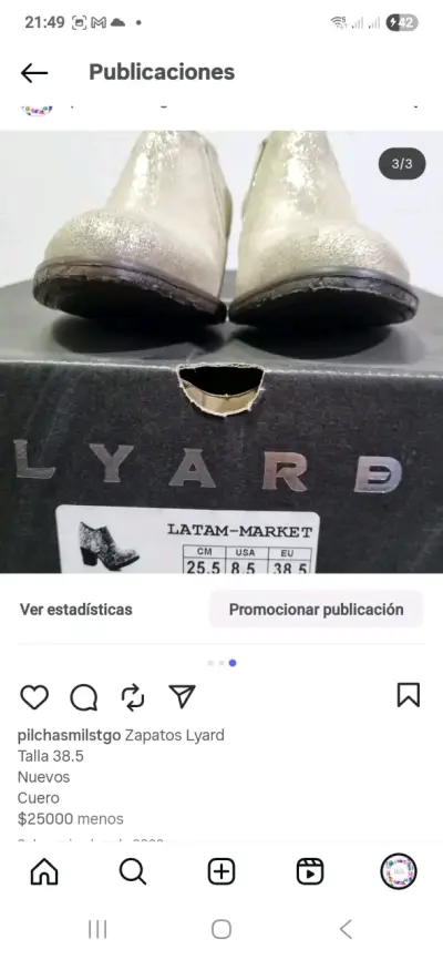 Zapatos de cuero dorados Lyard talla 38.5 - miniatura 2