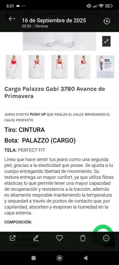Pantalones Cargo Palazzo Blancos para Mujer - miniatura 3
