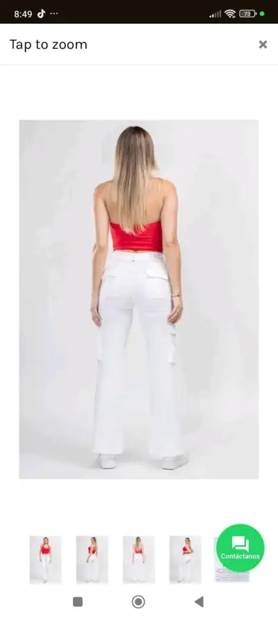 Pantalones Cargo Palazzo Blancos para Mujer - miniatura 2