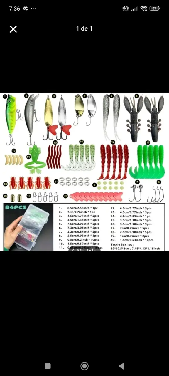 Set de señuelos de pesca variados con caja organizadora - 2