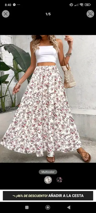 Falda larga floral para mujer - miniatura 1