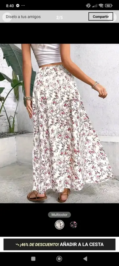 Falda larga floral para mujer - miniatura 2
