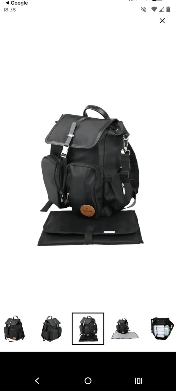 Mochila pañalera negra Infanti con múltiples bolsillos - 1
