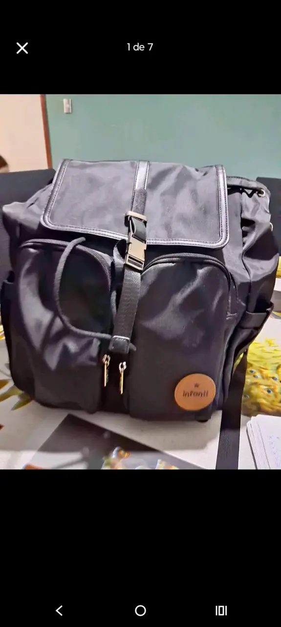 Mochila pañalera negra Infanti con múltiples bolsillos - 2