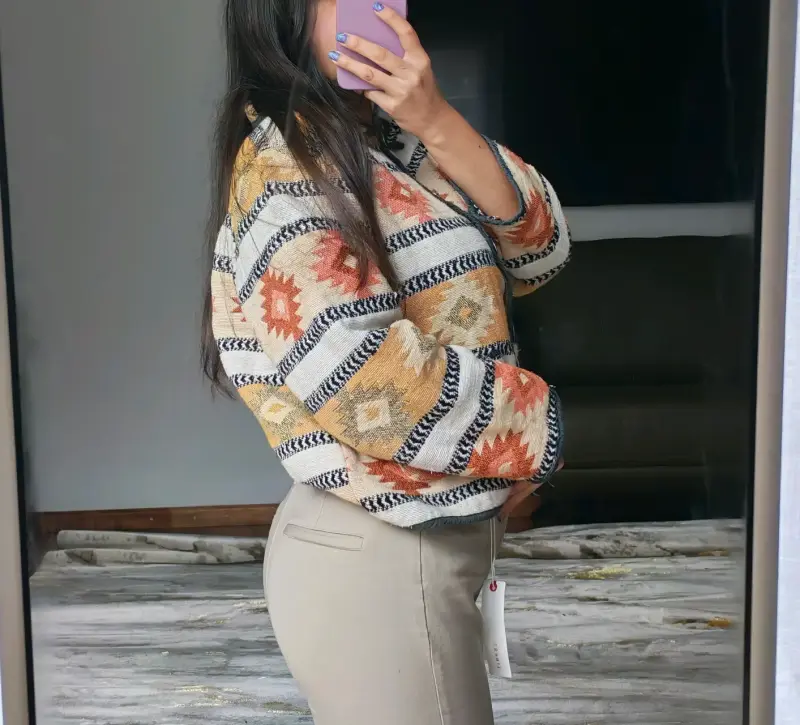 Chaqueta delgada con diseño étnico - 6