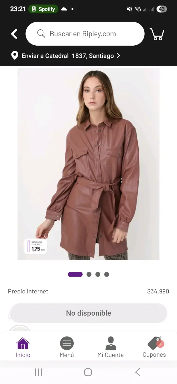 Vestido de cuero sintético marrón Stradivarius - 1