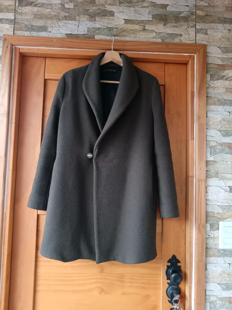 Abrigo de lana Zara Woman verde oliva - 1