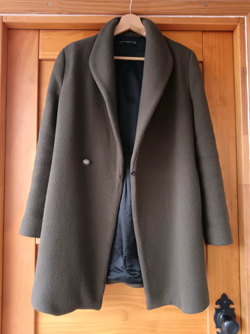 Abrigo de lana Zara Woman verde oliva - 2