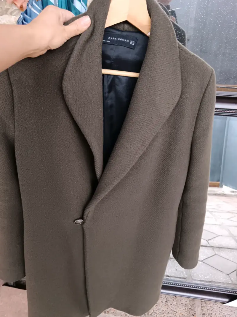 Abrigo de lana Zara Woman verde oliva - 3