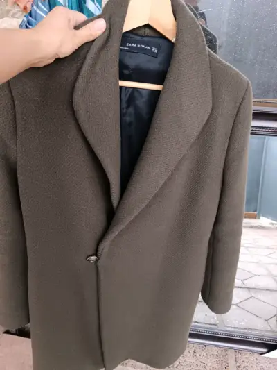 Abrigo de lana Zara Woman verde oliva - miniatura 3