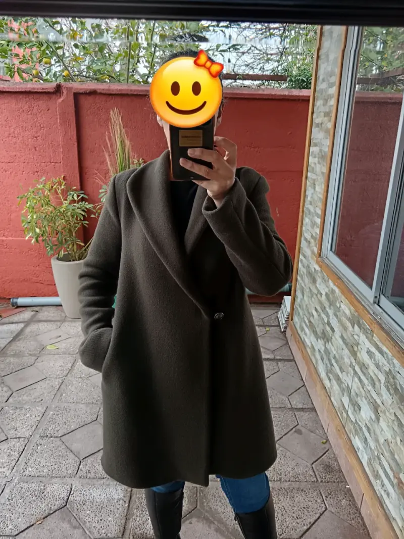 Abrigo de lana Zara Woman verde oliva - 5