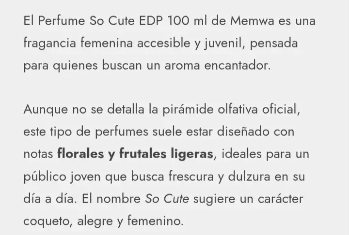 Perfume So Cute EDP 100 ml Memwa para mujer - 1
