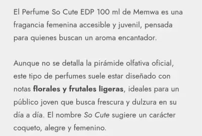Perfume So Cute EDP 100 ml Memwa para mujer - miniatura 1