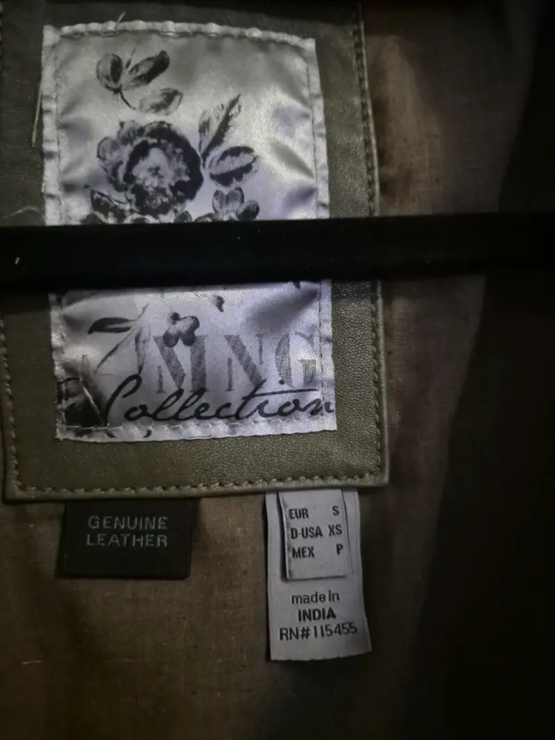 Chaqueta de cuero verde oliva mango - 2